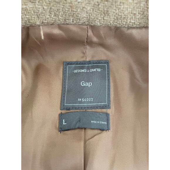 Gap Wool Car Coat Camel Tan Womens Large Double Breasted Tan Trench Dress Coat - Picture 13 of 14